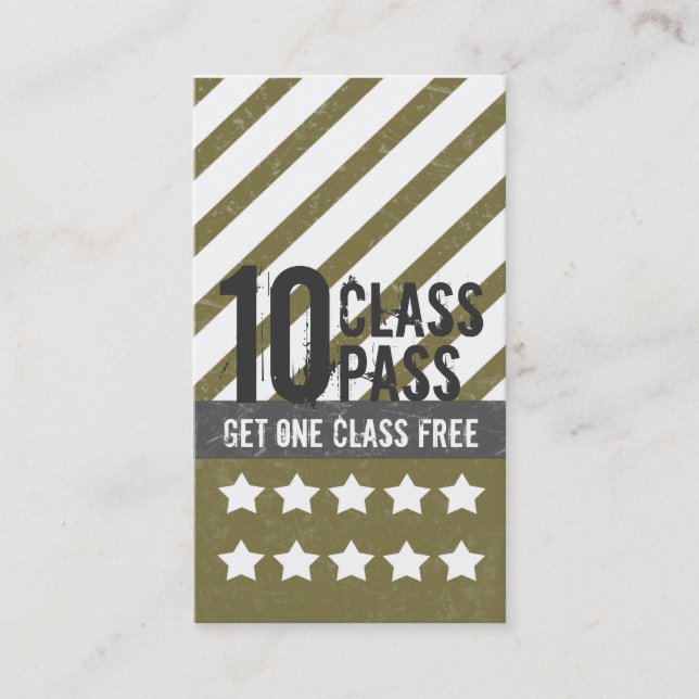 Gym Business Card 10 Class Pass Card (Front)