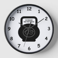 Gym clock with custom fitness quote and monogram