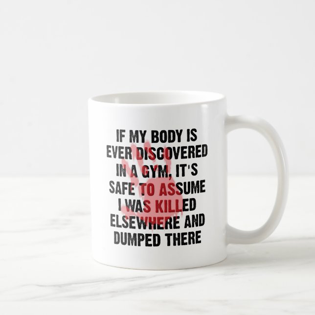 Gym Crime Scene Funny Mug (Right)
