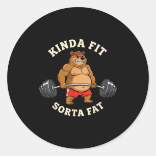 Gym Dad Bod Werlifting Bear Weightlifting Men Classic Round Sticker