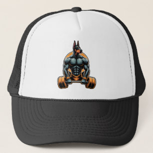 GYM doberman dog bodybuilder powerlifter Trucker Hat