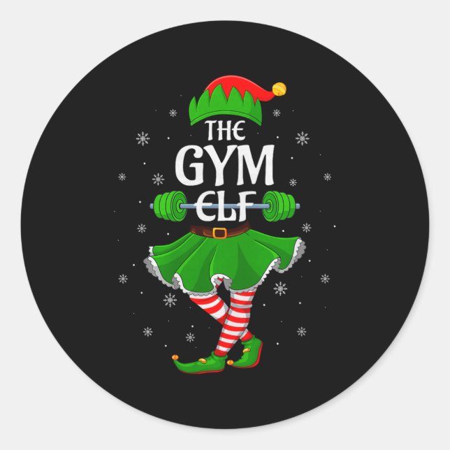 Gym Elf Christmas Family Workout Girls Women Elf S Classic Round Sticker (Front)