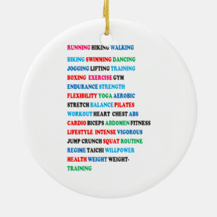 GYM EXERCISE Tag Words RUNNING HIKING WALKING Ceramic Ornament