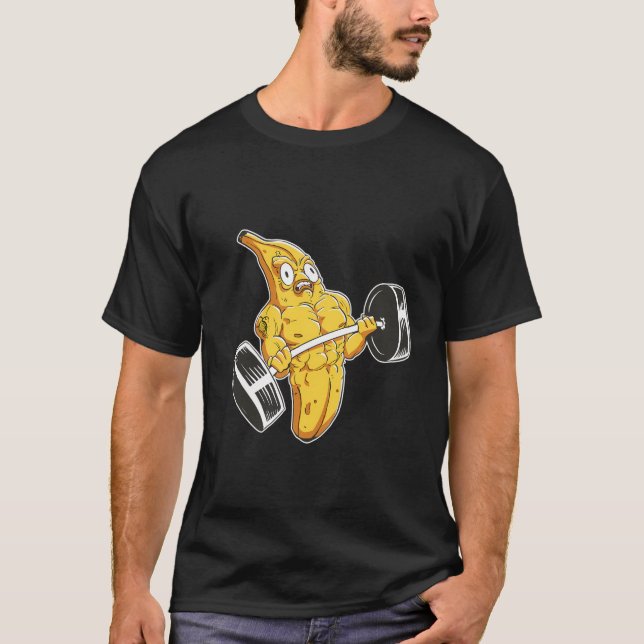 Gym Fitness Workout Banana Lifting Training Weight T-Shirt (Front)