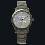 GYM FOCUS Modern Fitness Watch<br><div class="desc">This modern GYM FOCUS watch is designed for fitness lovers and gym spaces. The minimalist gray background combined with bold neon green typography creates a powerful and energetic look that fits perfectly in gyms, workout rooms, fitness studios, or home gyms. The numbers are styled in a dynamic mix of neon...</div>
