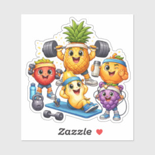 Gym Fruit Cartoon Custom-Cut Vinyl Sticker