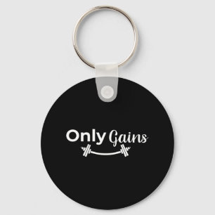 Gym Gains Only Lifting Bodybuilding Workout Funny Keychain