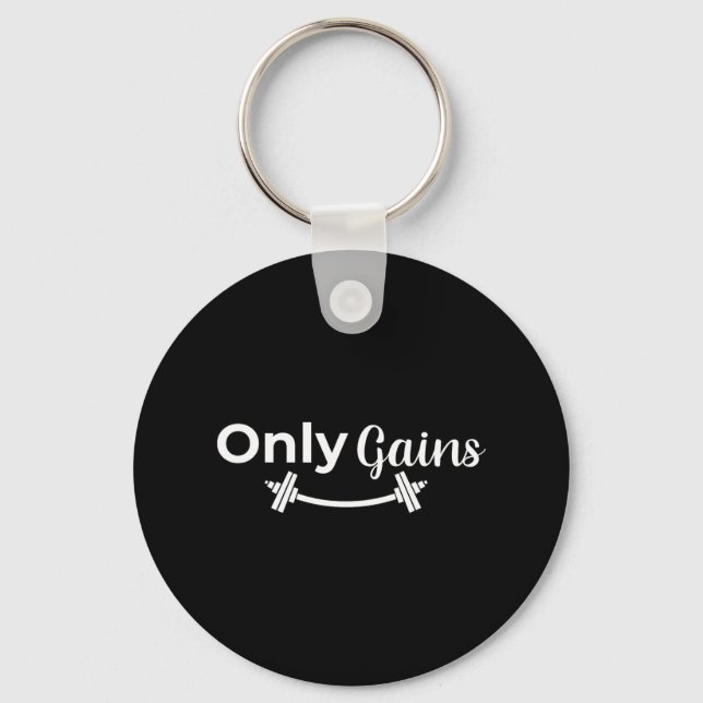 Gym Gains Only Lifting Bodybuilding Workout Funny  Keychain (Front)