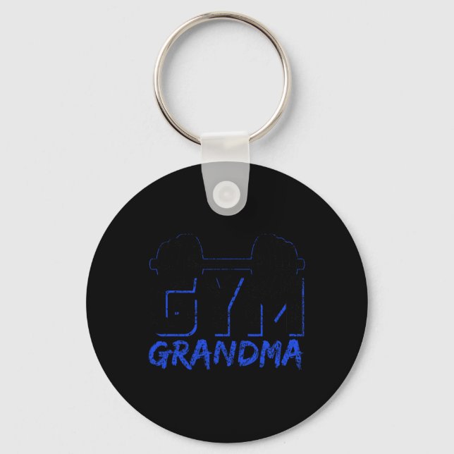 Gym Grandma Weightlifting Training Fitness Workout Keychain (Front)