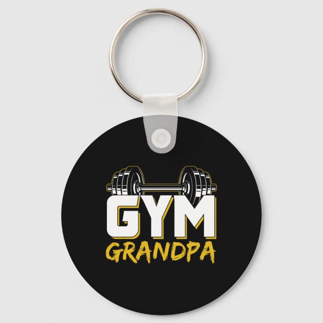 Gym Grandpa Workout Training Fitness Weightlifting Keychain (Front)