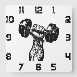Gym Horloge murale Veiny Main Dumbbell Design