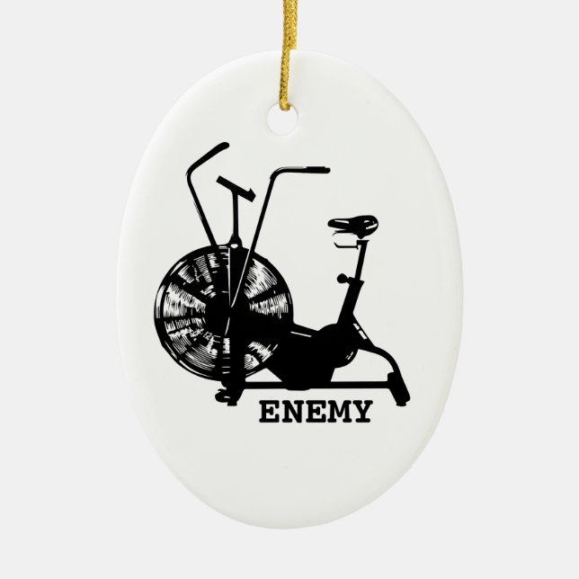 Gym Humour Black White Funny Workout Ceramic Ornament (Front)