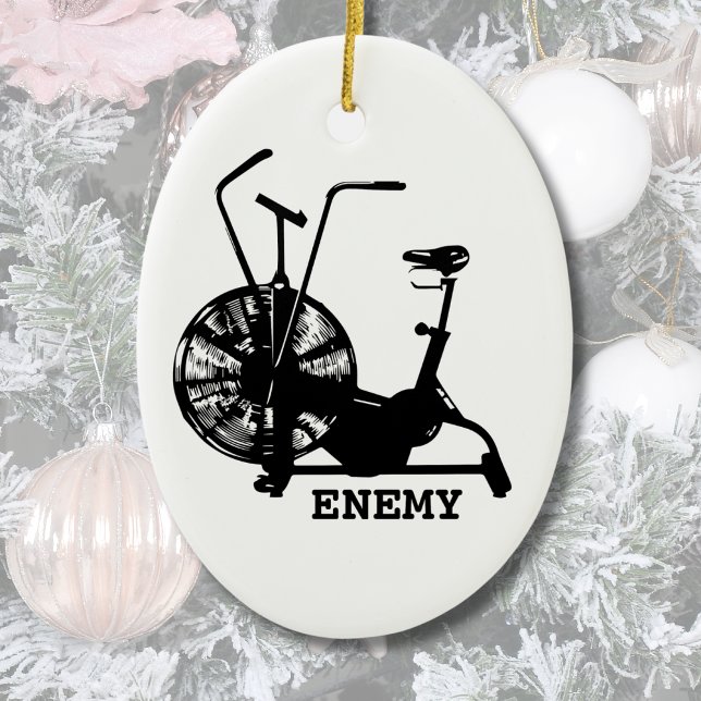 Gym Humour Black White Funny Workout Ceramic Ornament (Funny Exercise Workout Fitness Air Bike Enemy Ceramic Ornament )