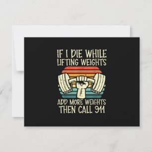 Gym If I Die Lifting Weighs Funny Workout Fitness RSVP Card