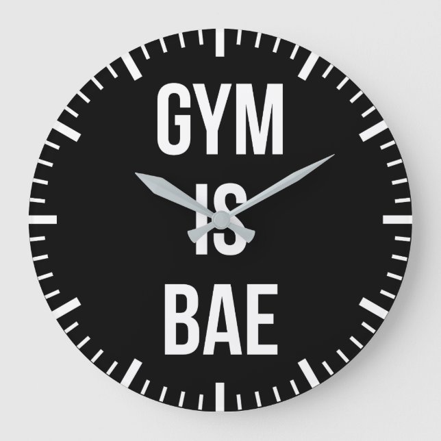Gym Is Bae - Funny Workout Inspirational Large Clock (Front)