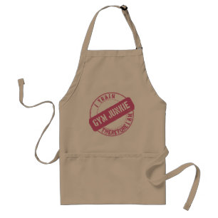 GYM JUNKIE. I TRAIN THEREFORE I AM. pink Standard Apron