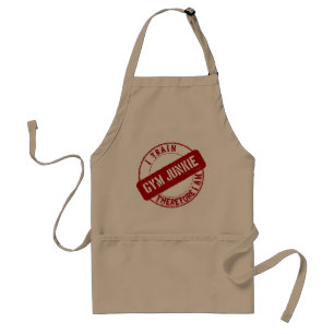 GYM JUNKIE. I TRAIN THEREFORE I AM. red Standard Apron