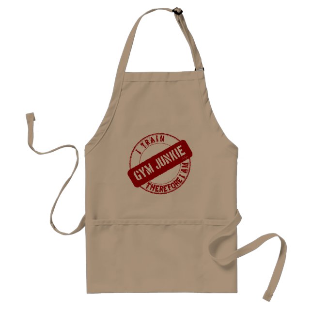 GYM JUNKIE. I TRAIN THEREFORE I AM. red Standard Apron (Front)