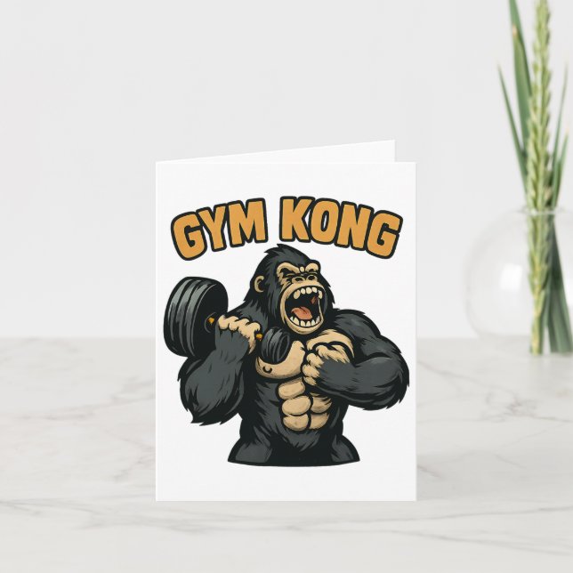 Gym Kong Funny Bodybuilding Fitness Gorilla Beast  Card (Front)