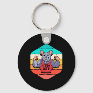Gym Lover Bodybuilding Retro Geometric Gym Rat  Keychain