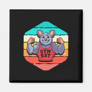 Gym Lover Bodybuilding Retro Geometric Gym Rat  Magnet