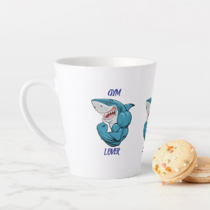 Gym Lover Shark – Funny Fitness Shark Design  Latte Mug