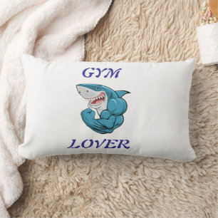 Gym Lover Shark – Funny Fitness Shark Design Lumbar Pillow