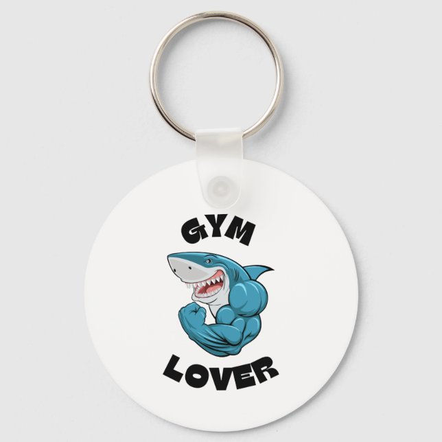 GYM LOVER Shark keychain - Fun & Motivational Gift (Front)