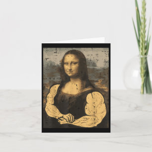 Gym Mona Lisa Muscle Fun Workout Fitness Bodybuild Card