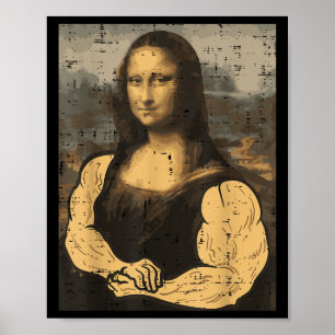 Gym Mona Lisa Muscle Fun Workout Fitness Bodybuild Poster