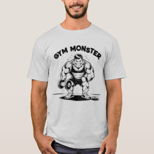 Gym Monster Funny Bodybuilder Lifting Cartoon T-Shirt
