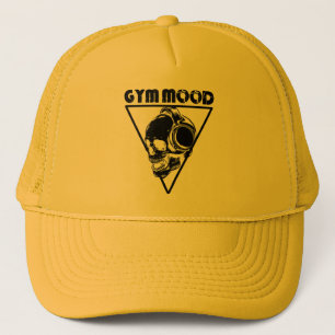 Gym mood hyper black skull weightlifting trucker hat