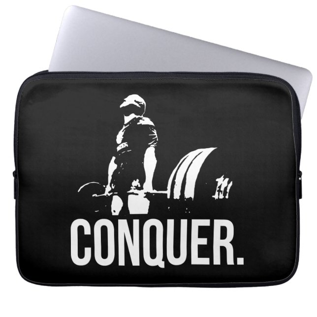 Gym Motivation - CONQUER Laptop Sleeve (Front)