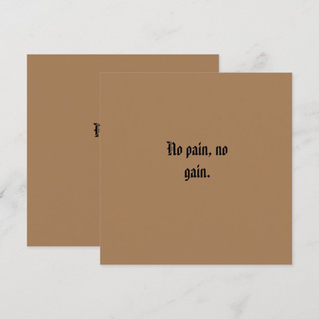 GYM Motivation Custom text  And Light Brown Card (Front/Back)