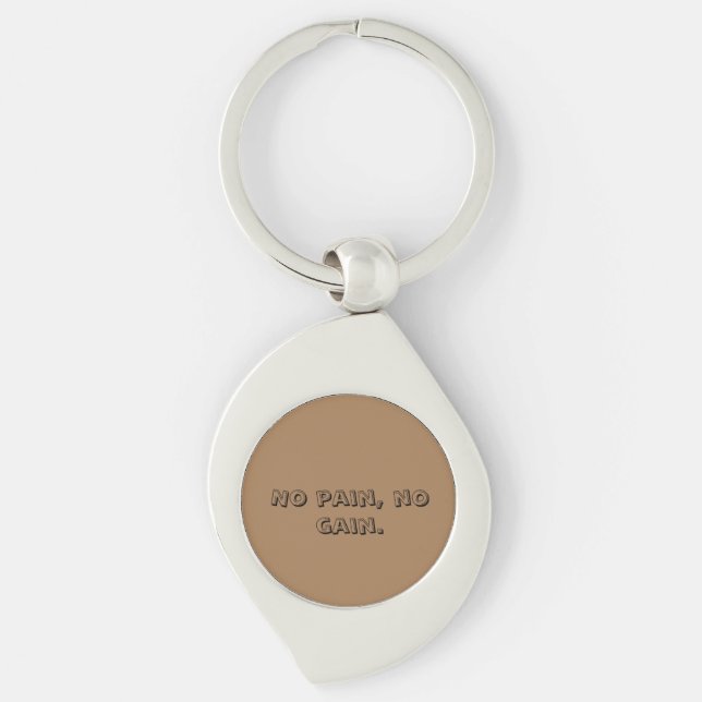 GYM Motivation Custom text  And Light Brown Keychain (Front)
