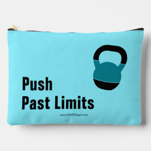 Gym Motto Push Past Limits Electric-Blue Black Accessory Pouch