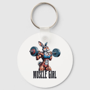 Gym Muscle Girl With A Barbell Fitness Bodybuildin Keychain
