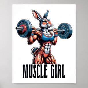 Gym Muscle Girl With A Barbell Fitness Bodybuildin Poster