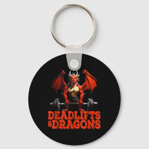 Gym Nerd Deadlifts Dragons RPG Workout Keychain