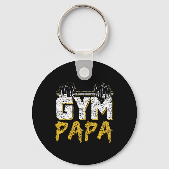 Gym Papa Training Weightlifting Fitness Workout Da Keychain (Front)