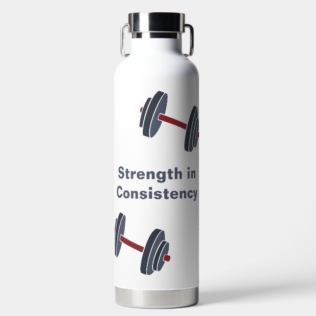 Gym Performance Dumbbell Strength in Consistency Water Bottle (Front)
