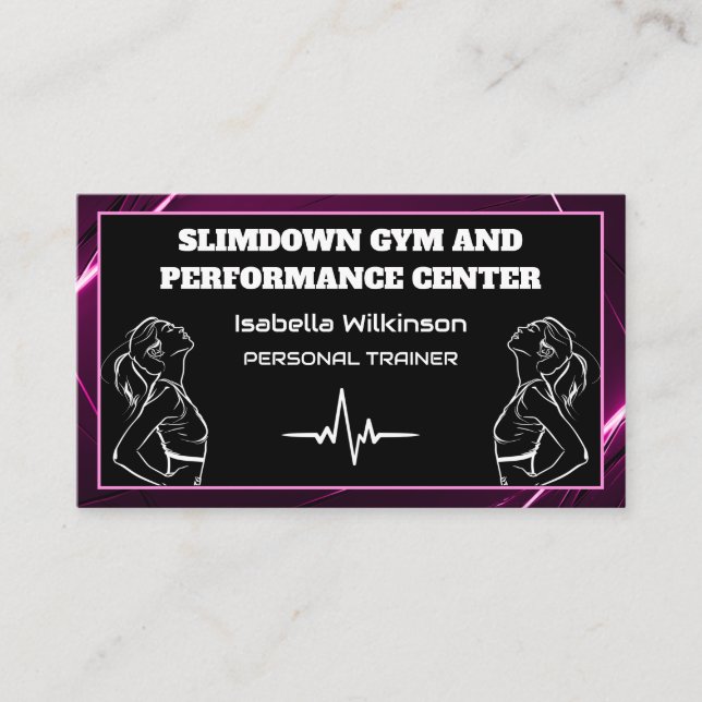 Gym Personal Trainer Workout Performance Centre Business Card (Front)