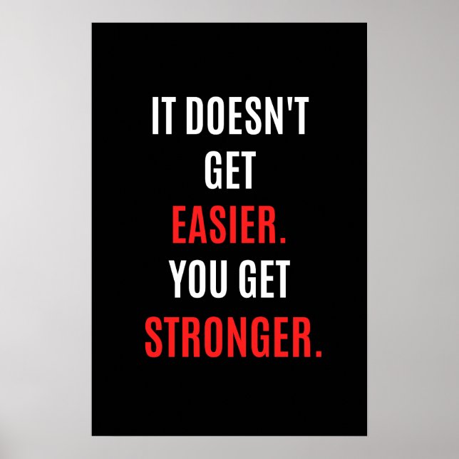 Gym quote, It doesn't get easier you get stronger Poster (Front)