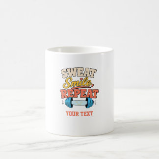 gym quote sweat smile repeat coffee mug