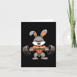 Gym Rabbit Bodybuilding Powerlifting Fitness Funny Card