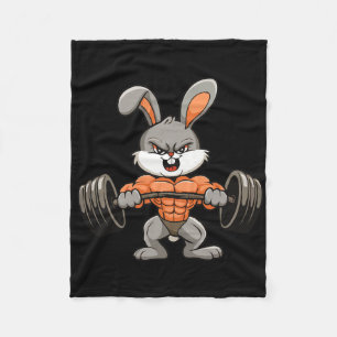 Gym Rabbit Bodybuilding Powerlifting Fitness Funny Fleece Blanket