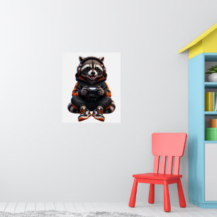 Gym Raccoon Beast Mode Wall Sticker – Funny Fitnes Poster