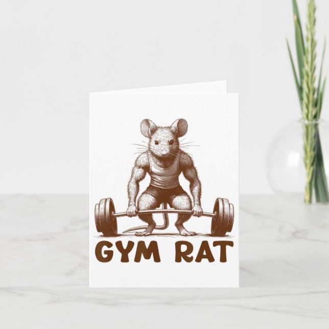 Gym Rat Fitness Bodybuilding Funny Workout Gym Wei Card (Front)