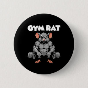 Gym Rat Fitness Bodybuilding Workout Muscle Pump 2 Inch Round Button