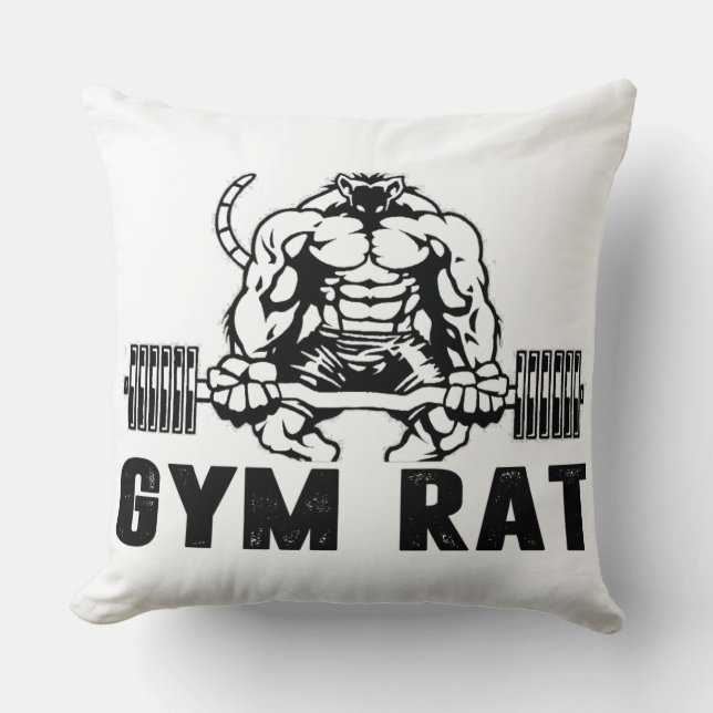 Gym Rat Throw Pillow (Front)